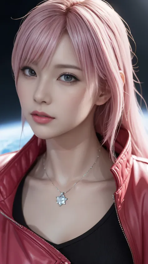 Close-up of two women with pink hair and red jackets, anime realism style, unreal 5. RPG portrait, cgsociety portrait, realistic art style, Smooth anime CG art, Photorealistic anime girl rendering, Realistic anime 3d style, loss draw 1. 0, realistic 3d ani...