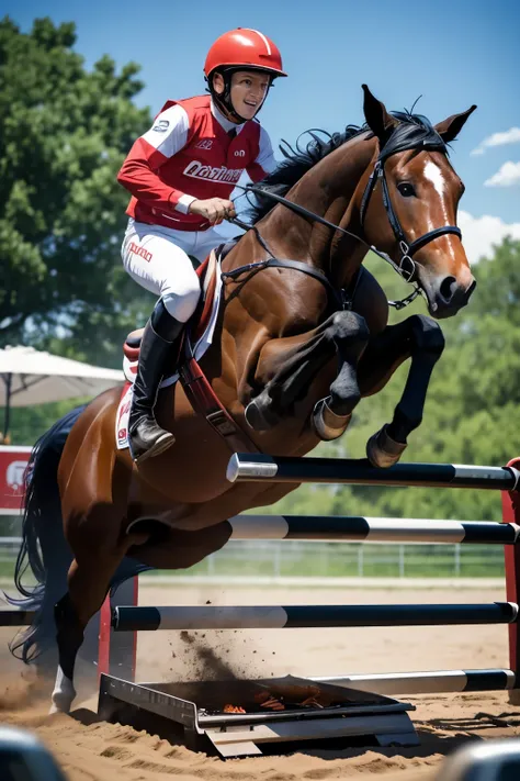 horse jumping on a grill, getting cooked