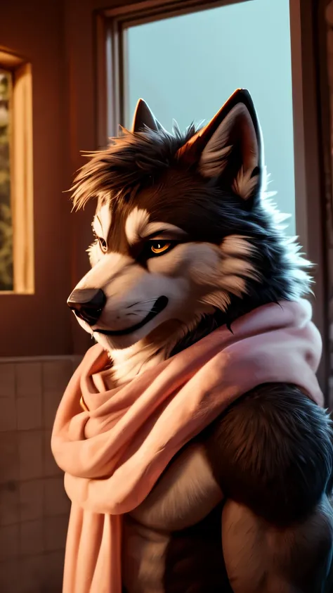 wolf in a towel