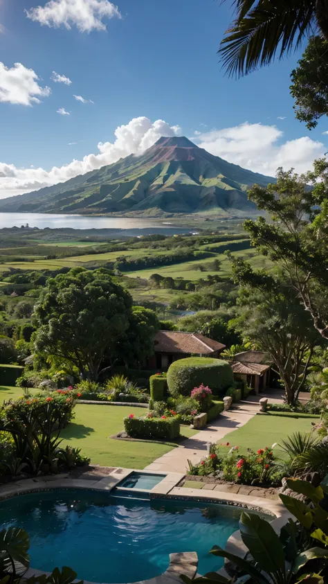 Perched on a mountaintop in Maui, this hacienda blends into the tropical foliage and showcases sweeping panoramas of neighboring volcanic peaks, waterfalls and the Kohala coastline.