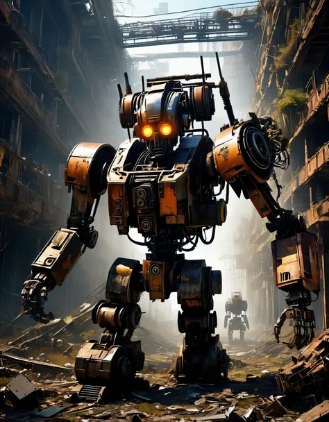 (Best Quality, High Definition), Abandoned machinery, super duper robotic heads with severed limbs, super duper robotic heads with mutilated bodies, super duper scrapped robotic heads, super duper broken mecha trash mountains, mechanical trash mountains, p...