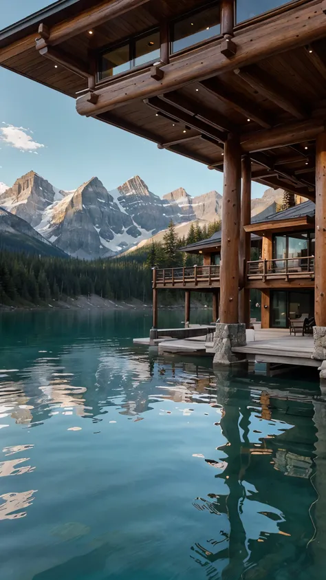 Floating serenely on pristine lakes amongst Canadian Rockies, this all-wood lodge cantilevers above alpine vistas of rugged peaks, glacial valleys and indigenous forests.