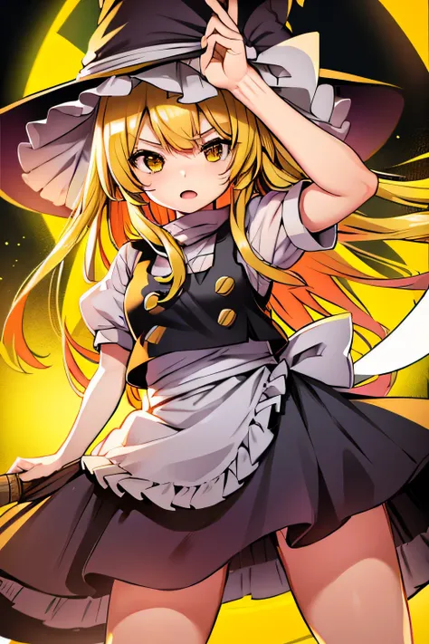 alone、kirisame marisa、yellow hair、yellow eyes、witch hat、high resolution