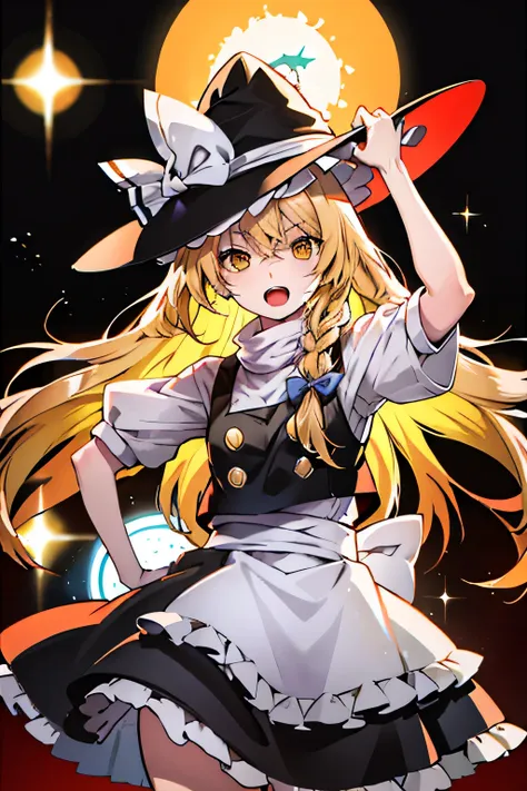 alone、kirisame marisa、yellow hair、yellow eyes、witch hat、high resolution