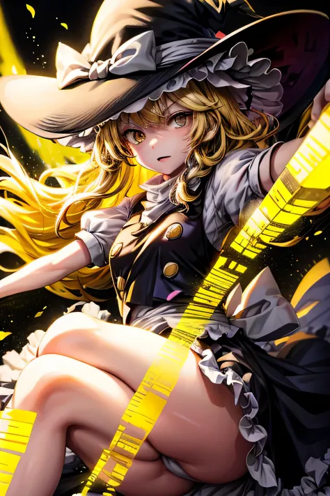 alone、kirisame marisa、yellow hair、yellow eyes、witch hat、High resolution