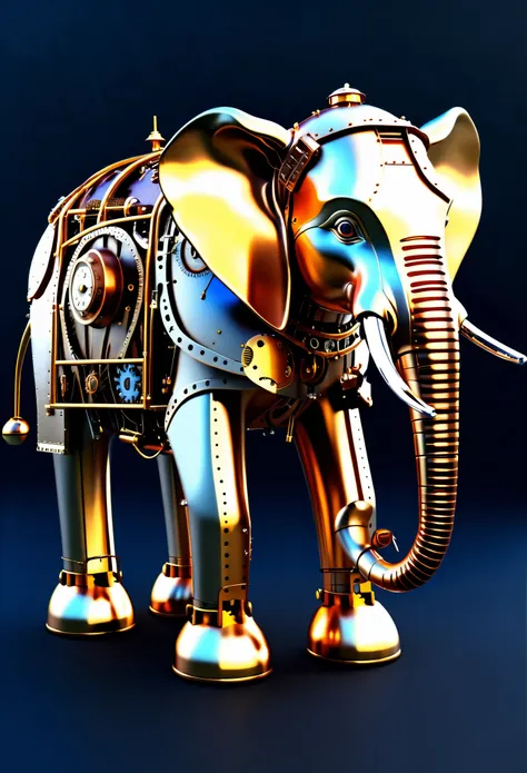 in style of Chris Ware，An all-metal robotic elephant，steampunk style，full body portrait，Very elegant，Warmth，cute，dynamic perspective，high definition，High resolution --q 2 --v 6 --ar 2:3