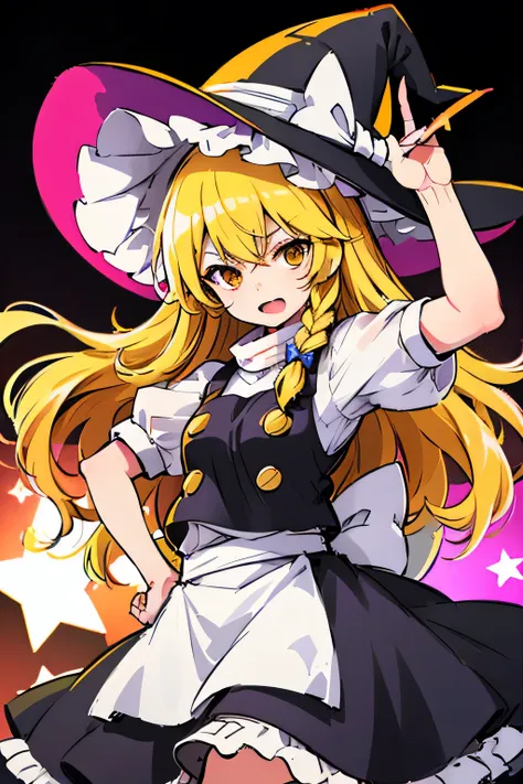 alone、kirisame marisa、yellow hair、yellow eyes、witch hat、high resolution