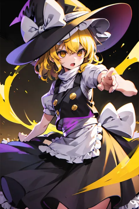 alone、kirisame marisa、yellow hair、yellow eyes、witch hat、high resolution