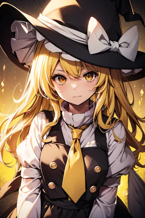 alone、kirisame marisa、yellow hair、yellow eyes、witch hat、high resolution