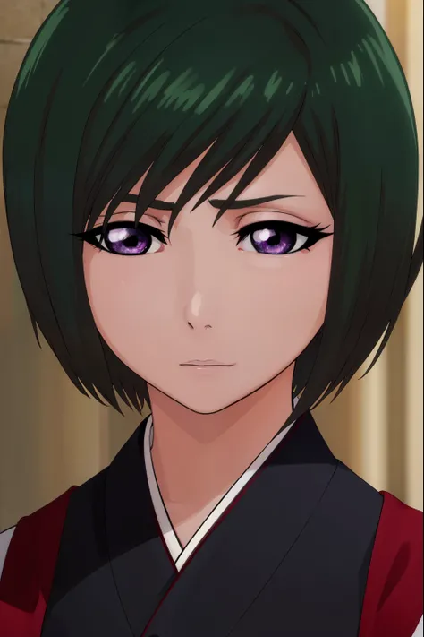 nozomikujo, nozomi, short hair, green hair, (purple eyes:1.1),
BREAK nozomishinigami, Japanese clothes, kimono, hakama, black kimono, black too,
BROKEN looking at viewer, Full body,
BREAK billboards, night,
BREAK (artwork:1.2), best quality, high resolutio...