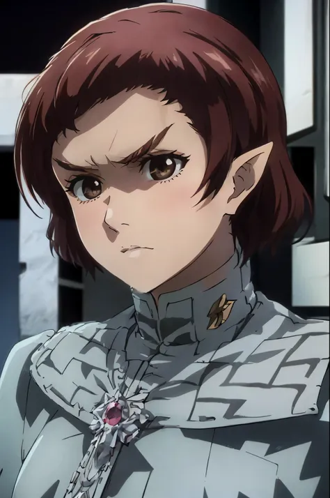 fullbody fullframe masterpiece high quality best quality bleach style romulan female moody expression pointy eyebrows pointy ear...