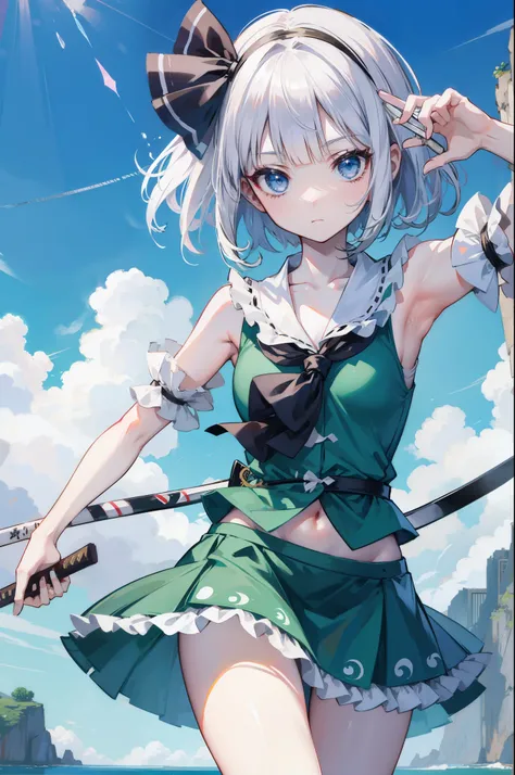 Konpaku Youmu,cliff,Holding a knife,Touhouproject