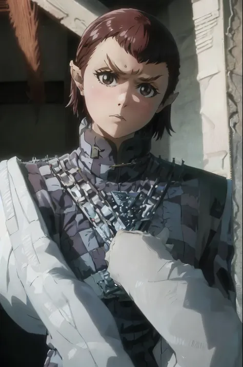 fullbody fullframe masterpiece high quality best quality bleach style romulan female moody expression pointy eyebrows pointy ear...