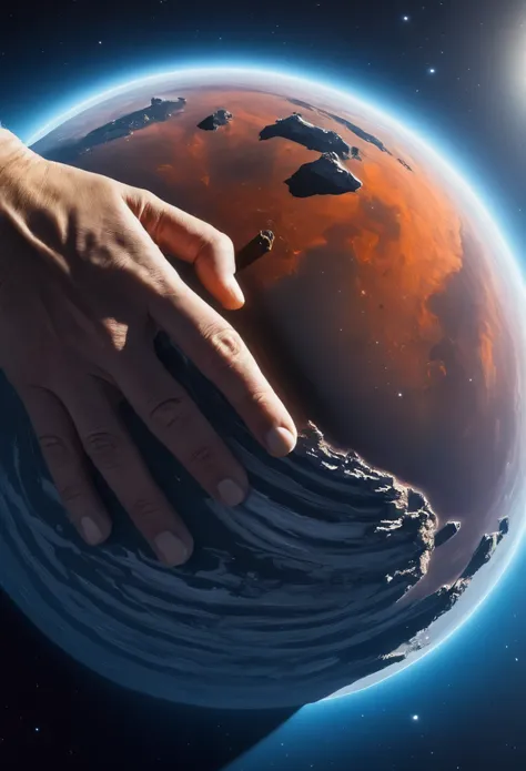 A hand on a giant planet