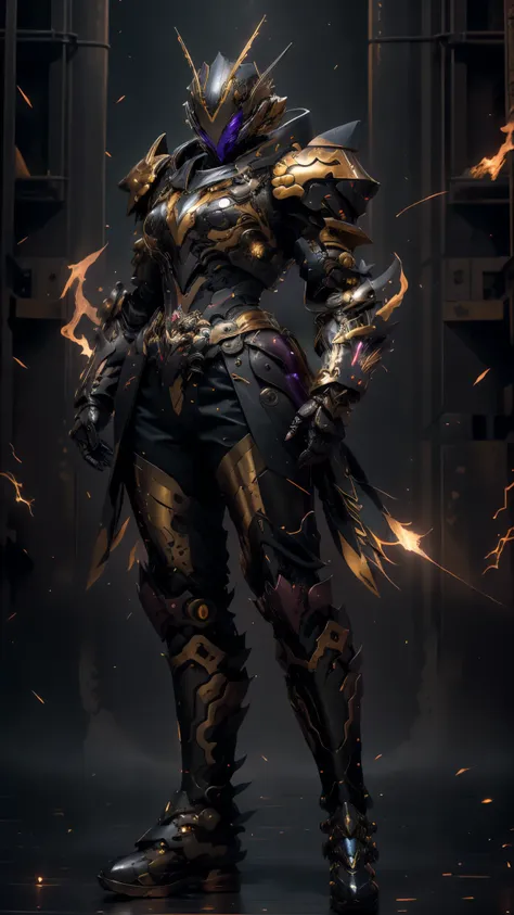 A woman adorned in fantasy-style full-body armor, a crown-concept fully enclosed helmet that unveils only her eyes, a composite layered chest plate, fully encompassing shoulder and hand guards, a lightweight waist armor, form-fitting shin guards, the overa...