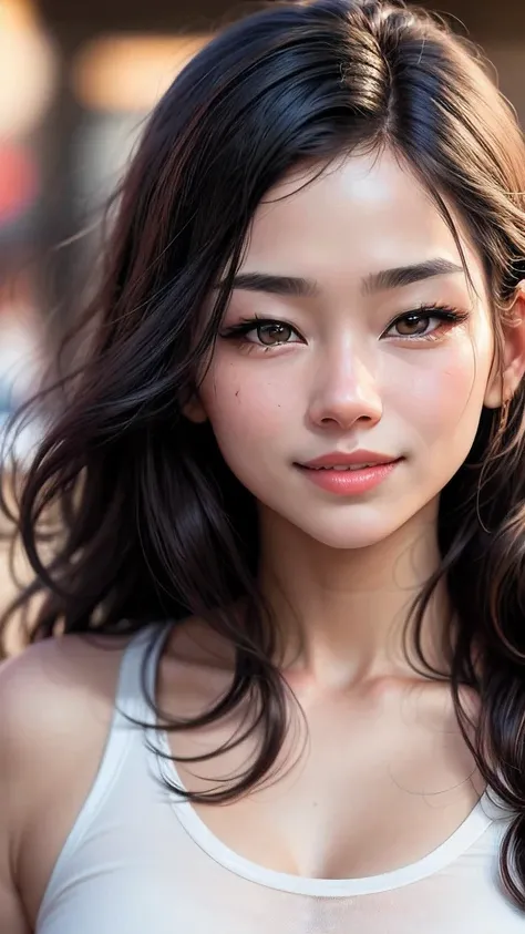 (highres:1.2),(realistic,photorealistic:1.37),portrait,(best quality,4k,8k,highres,masterpiece:1.2),,(cute:1.1) Korean actress,(tank top),(ramen shop),smiling,Canon EOS,(clear facial features),close up portrait,(cinematic mode),8K