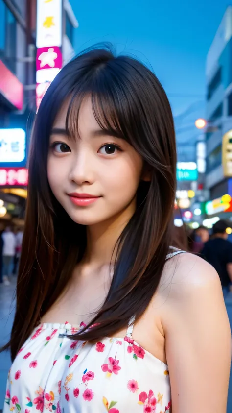 Best-quality, Masterpiece, Ultra-High-Resolution, (Photorealistic:1.4), Raw-Photo, Extremely-Details, Perfect-Anatomy, 1girl, 15-years-old, the most famous Japanese idol, at typhoon street, innocent-smile, looking at viewer, extremely cute face like the mo...