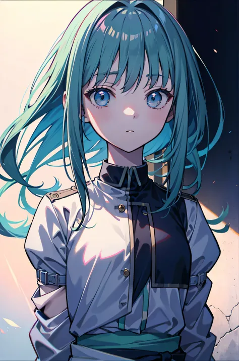 intricate costumes, Cool costume blueprints, intricate garments, green hair, whole body, ASCII art style girls, beautiful, まだanimeから, anime静止画, anime screenshot patterns, レトロanime , beautiful girl face, anime Girl, Low girl aesthetics, 90年代のanimeの美学, デジタルa...