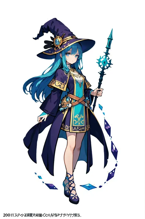 (official art：1.5，best quality，fine details)a beautiful girl，witch，shaman，White background，Costumes for fantasy worlds，wizard robes，Manners are elegant，With a touch of sadness on his face，floating in the air，Perfect body，clear face，Elegant and smooth，Ultra...