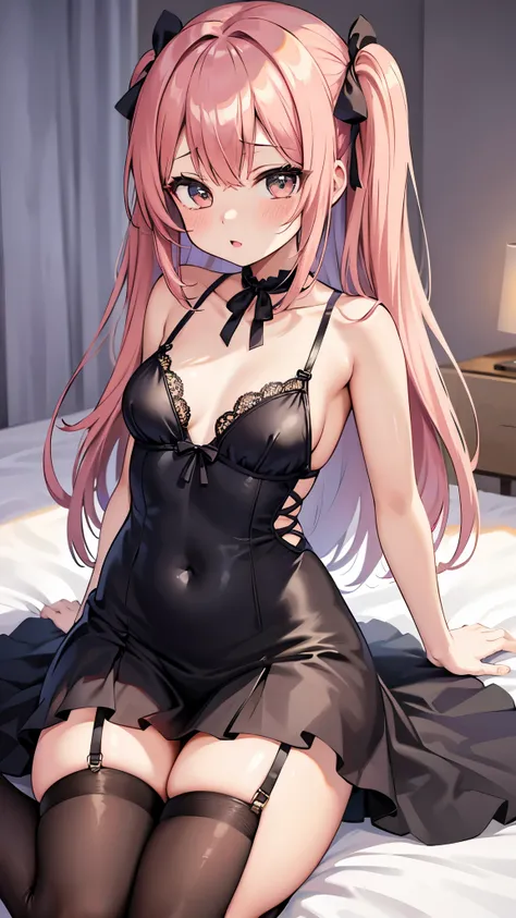 anime girl poses lingerie and stockings with room, small curvaceous , 魅惑的なanime girl, anime moe art style, Smooth anime CG art, [ 4K digital art ]!!, tits, pixiv 3DCG, fluffy chest, marin kitagawa fanart, detailed digital anime art,  in a dress, (anime gir...