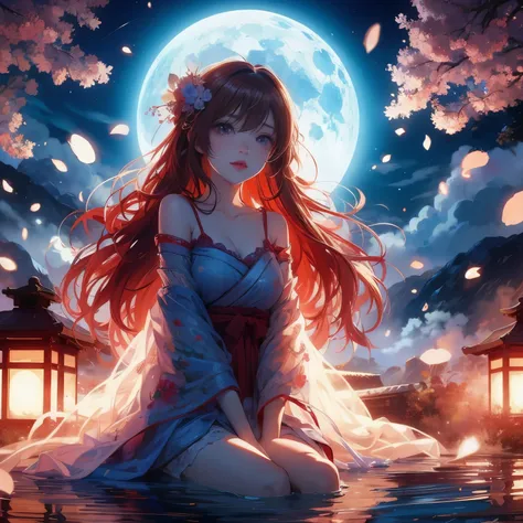 Anime girl sitting on the ground before the full moon, anime style 4k, anime art wallpaper 8k, anime art wallpaper 4k, Anime Art Wallpaper 4k, Beautiful anime, anime wallpaper 4k, anime wallpaper 4 k, 4k anime wallpaper, Beautiful anime girl, anime wallpap...