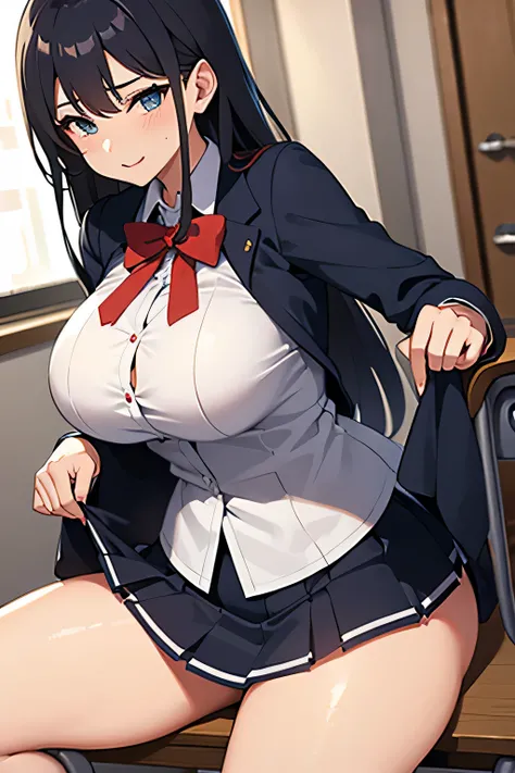 thick school girl wearing sexy uniform bending on school table honry look 