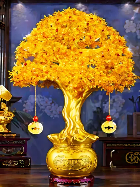 (masterpiece, best quality:1.2), money tree，，in a room decorated with chinese new year（ （（充满奇幻元素的masterpiece））） （（best quality））...