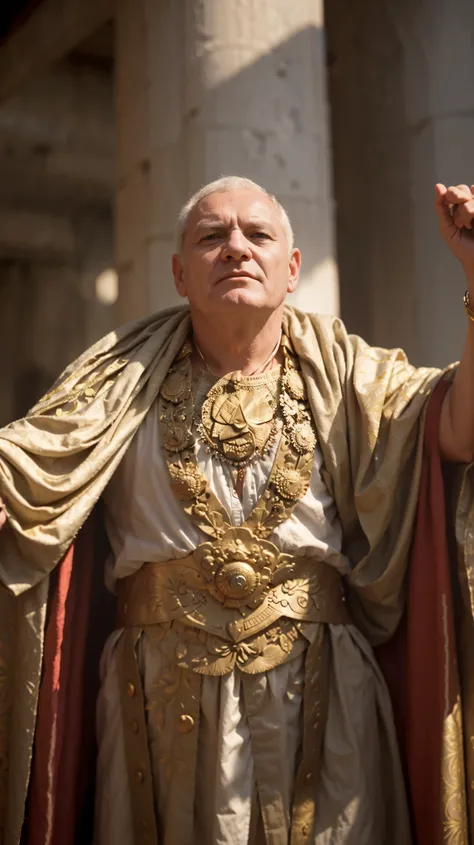 Vespasian, caesar victorious, roman emperor, ancient rome man, roman toga, julius caesar, dressed in roman clothes, maximus jacobs, inspired by Caesar van Everdingen, sneering roman legioneer, dressed as emperor, anthony hopkins, inspired by Pogus Caesar, ...