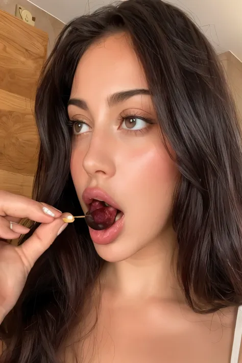 there is a woman that is comiendo a berry with her tongue, labios gruesos, charli xcx, retrato de sophie mudd, violeta myers, la...