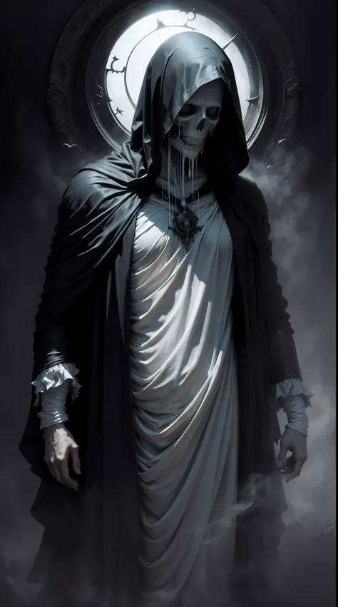 striking illustration of the angel of death., a mysterious and ethereal figure who guards the threshold between life and death.....