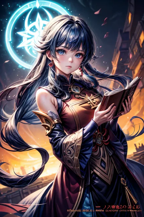 anime girl with a magic book in her hands, anime style 4 k, ayaka genshin impact, anime fantasy artwork, anime art wallpaper 4 k, anime art wallpaper 4k, detailed digital anime art, anime fantasy illustration, artbook artwork, genshin, anime art wallpaper ...