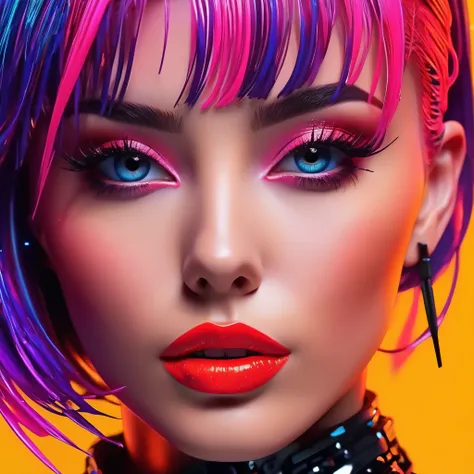 create an image demonstrating the style of ((Cyberpop)) style, hyper realism, 8k high definition, vibrant colors, sharp focus, insanely detailed