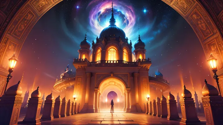 a captivating and enchanting photo realistic of a mystical fantasy-inspired landscape of a palace with intricate mandala pattern...