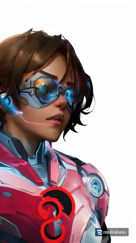 Un primer plano de una persona con casco y gafas, monitoring echo, retrato de mei de overwatch, primer plano del arte del personaje, Personaje del juego Tracer, tracer, d. goes for supervision, linda chica cyborg, supervisory character, Overwatch inspirado...