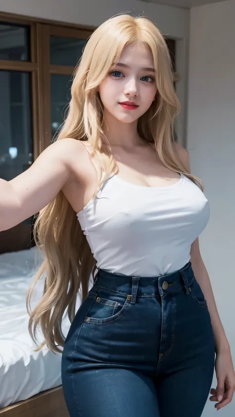 1girl, (Blue Eyes), (smiling), (Sana Minatozaki), wide hips, Big tits, big ass, (Best Quality, 8k, Masterpiece: 1.3), Clear Focus: 1.2, Perfect Body Beauty: 1.4, strong abs :1.2, Highly detailed face and skin texture, detailed eyes, double eyelids, black l...