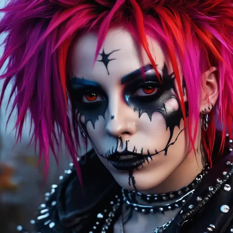 create an image demonstrating the style of ((Deathrock)) style, hyper realism, 8k high definition, vibrant colors, sharp focus, insanely detailed