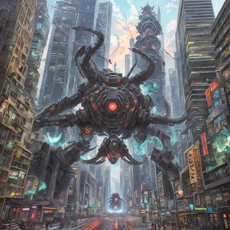 Giant robot octopus destroying a city --auto --s2