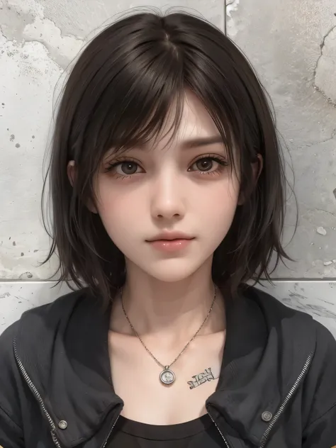 1girl, hair black, short hair, realistic, ultra detail, 70mm lens