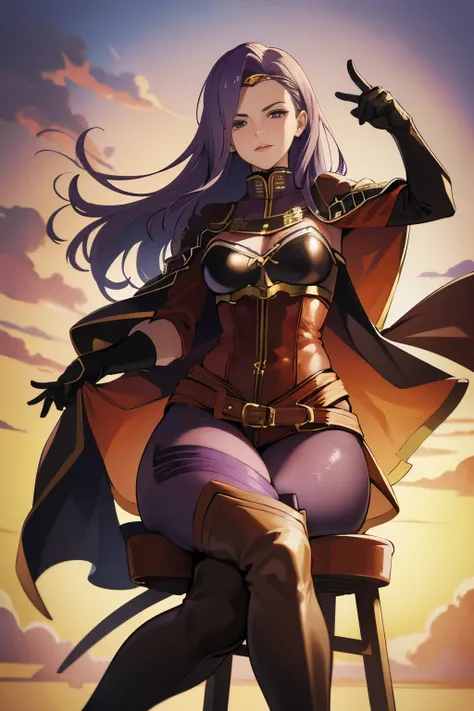 defsonya, purple hair, (((full body))), jodhpurs, riding pants, tight pants, (pants), beige pants riding coat, (((tailcoat))), red tailcoat, equestrian, equestrienne, ((riding crop)), (((brown leather thigh high boots))), (((brown leather thigh-high boots)...