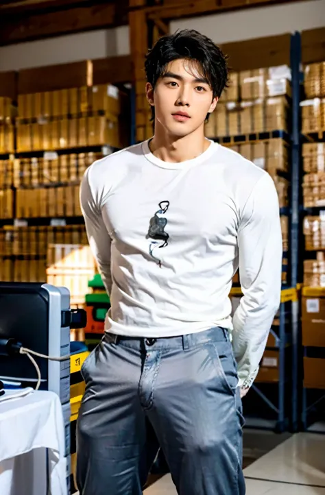 1 handsome Asian guy，27 years old Asian language teacher，romantic，Who is Shi Yu?, Li Yuanbin, Kim Hyung Tae, Kim Hyung Tae, Yin Shishan, Handsome Asian muscular guy，Broad shoulders and narrow waist，A handsome guy wearing casual clothes and casual trousers，...