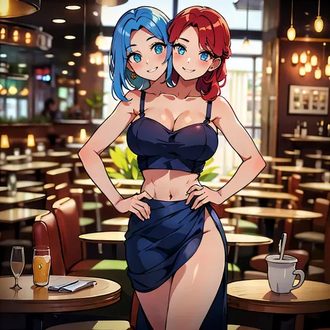 (masterpiece),(ultra-detailed), (high quality), (high resolution), (best quality:1.5, highres, UHD), highres, absurdo, ultra detail, ultra quality, Ultra resolution, 16k, 1girl, (2heads:1.5), girl with two heads, ((red hair)), ((blue hair)), different hair...