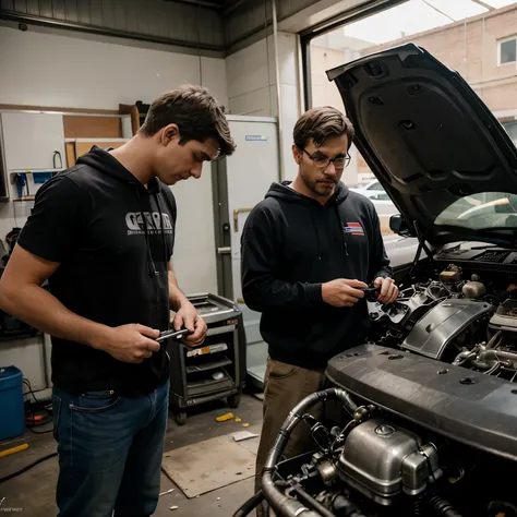 Envision a moment where a father and his son stand side by side, both focused and determined, as they inspect the engine of their car. The father, imparting his knowledge and expertise, points out various components to his eager son, who watches with rapt ...