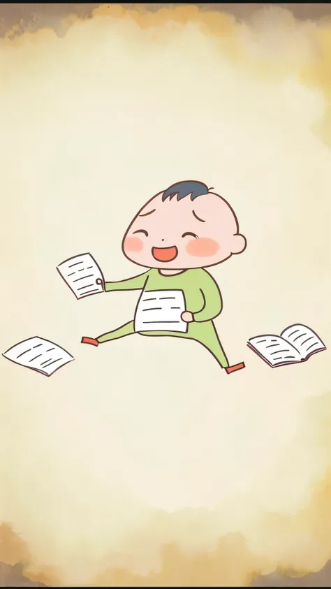 cartoon of a man running with document in his hand, Hand drawn cartoon, childrenbook pictures, happy child, Masamitsu Ohta, author：Yi Zaiguan, cartoon illustration, document, express joy, through Yimo, illustration!, Wallpapers – 1 0 2 4, author：Zhongyuan ...