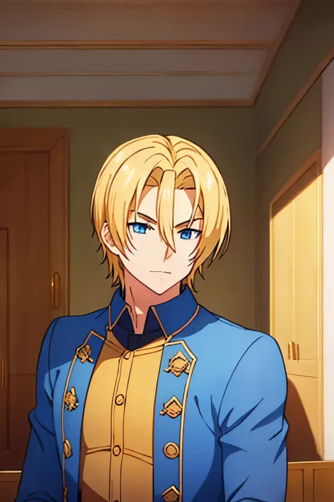 guy, blonde hair, blue shirt, castle room, rindo