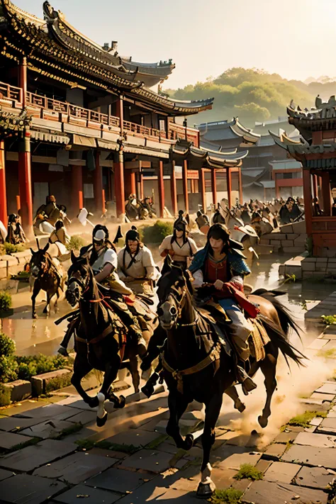 generate a realistic scene set in ancient china, reflecting the prohibition of men crying during emperor qin shi huang's reign. ...