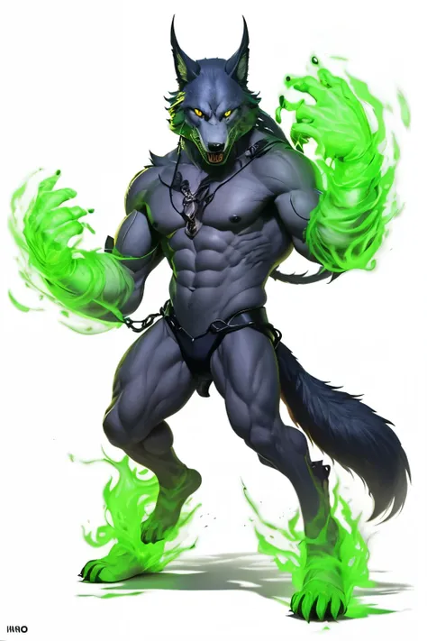 a hyperrealistic werewolf anthropomorphic wolf, male djinn man demon hybrid, lobo cinza escuro o&#39;donnell, modo besta evangelion, Full body illustration, lobisomem&quot;, Armadilha de veneno, fenrir