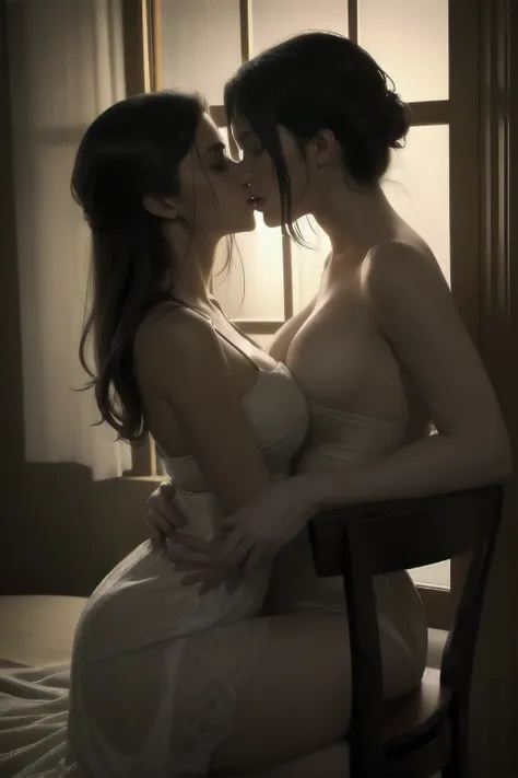 (best quality,highres),passionate lesbian couple passionately making out,(intense,erotic,sensual) kissing,kissing each other passionately(hardcore),lips touching deeply,deep tongue kiss,emotional connection,intimate,both feeling elated and desired,close em...