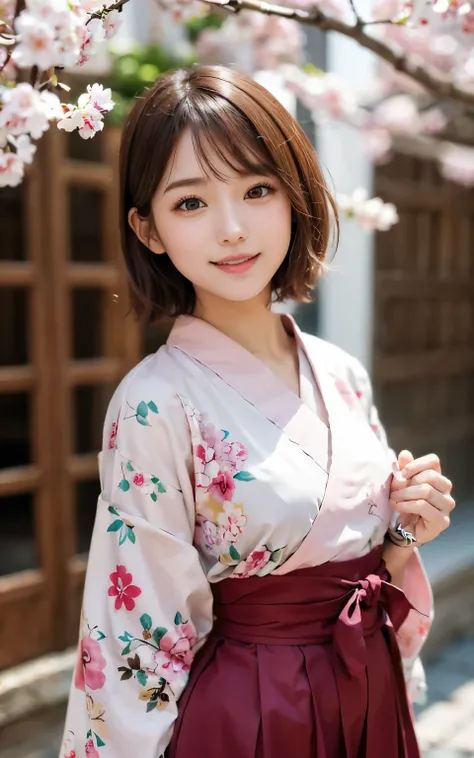 cute 21 year old japanese、super detail face、Show the whole body、Photograph up to the feet、pay attention to details、double eyelid、beautiful thin nose、sharp focus:1.2、Beautiful woman:1.4、(light brown hair,short hair、),pure white skin、smile、