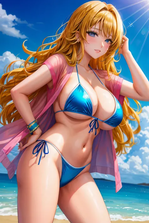 Rangiku Matsumoto en bikini azul posando para una foto, amoranto, better known as amoranto, blue bikini, young beautiful amoranto, anna nikonova aka newmilky, lenceria brillante azul brillante, bikini realista, lindo bikini, chica pelirroja, bikini model, ...