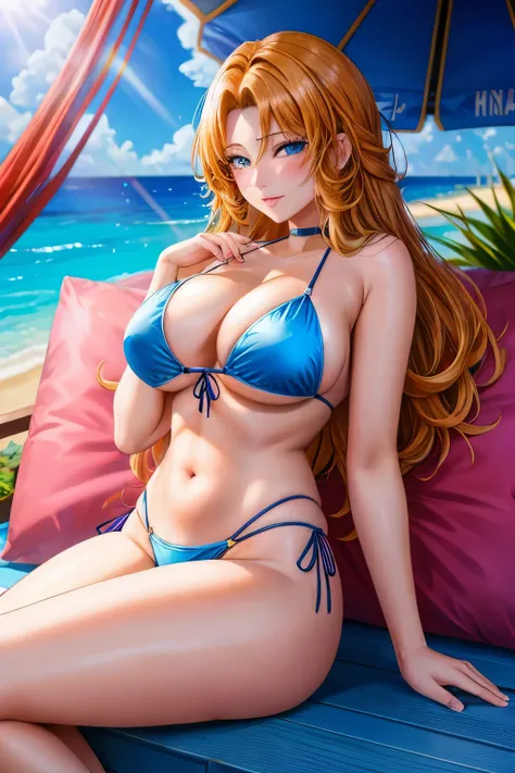 Rangiku Matsumoto en bikini azul posando para una foto, amoranto, better known as amoranto, blue bikini, young beautiful amoranto, anna nikonova aka newmilky, lenceria brillante azul brillante, bikini realista, lindo bikini, chica pelirroja, bikini model, ...